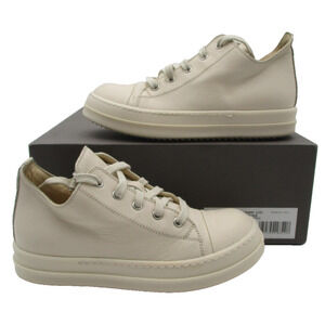 Rick Owens Low Sneaks Shoes Kids Size 32 Milk White Leather BG01D4899 LCO Italy